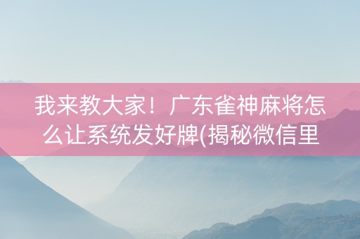 微信雀神麻将免费神器软件(揭秘手机上规律攻略)